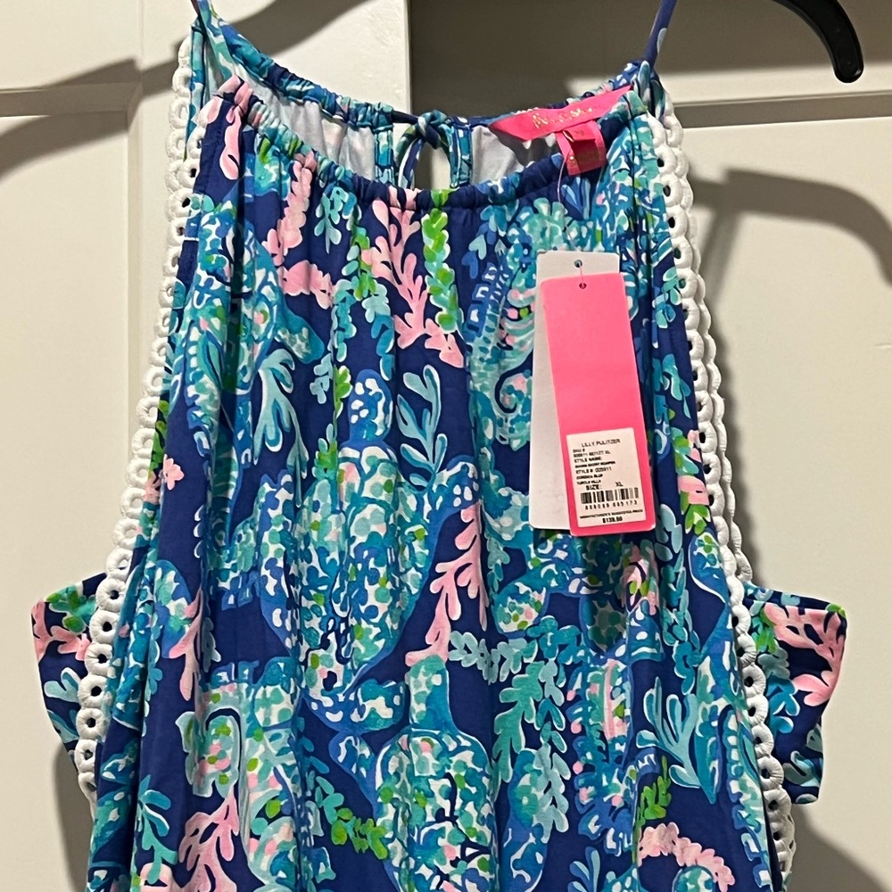 Lilly Pulitzer Gianni skort romper.  Corsica Blue. Turtle Villa.  XL. NWT.
